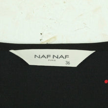 Laden Sie das Bild in den Galerie-Viewer, Second Hand NAF NAF Bluse Gr. 36 schwarz rot gemustert Herzen (*)