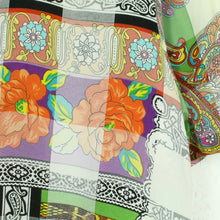 Laden Sie das Bild in den Galerie-Viewer, Vintage SANDRO PARIS Bluse Gr. L bunt Crazy Pattern kurzarm