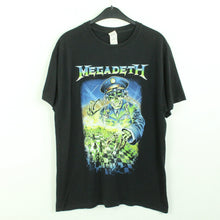 Laden Sie das Bild in den Galerie-Viewer, Vintage MEGADETH T-Shirt / Bandshirt Gr. L schwarz mit Print und Backprint TOUR 2018 (*)
