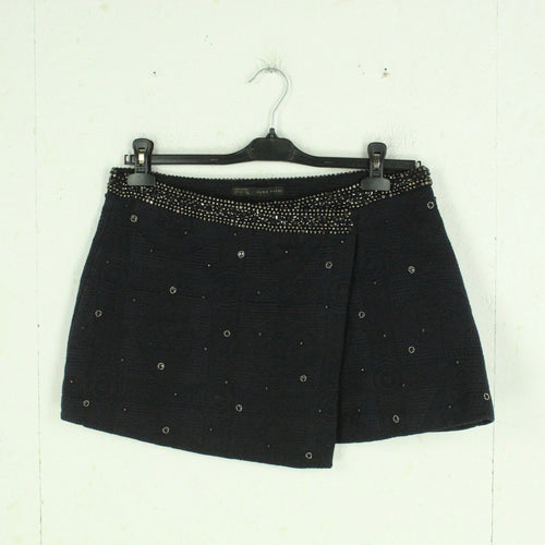 Second Hand ZARA Rock Gr. L blau gemustert mit Applikationen Minirock (*)