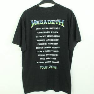 Vintage MEGADETH T-Shirt / Bandshirt Gr. L schwarz mit Print und Backprint TOUR 2018 (*)