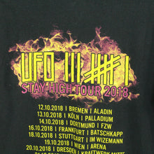 Laden Sie das Bild in den Galerie-Viewer, Vintage UFO 361 T-Shirt / Bandshirt Gr. S schwarz mit Print und Backprint STAY HIGH TOUR 2018 (*)