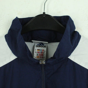 Vintage ADIDAS Trainingsjacke Gr. XL blau weiß 90s Windbreaker Half Zip mit Logo Stitching