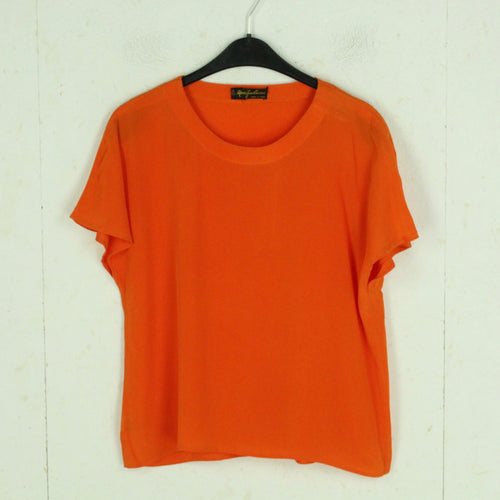 Vintage Bluse mit Seide Gr. M orange uni kurzarm