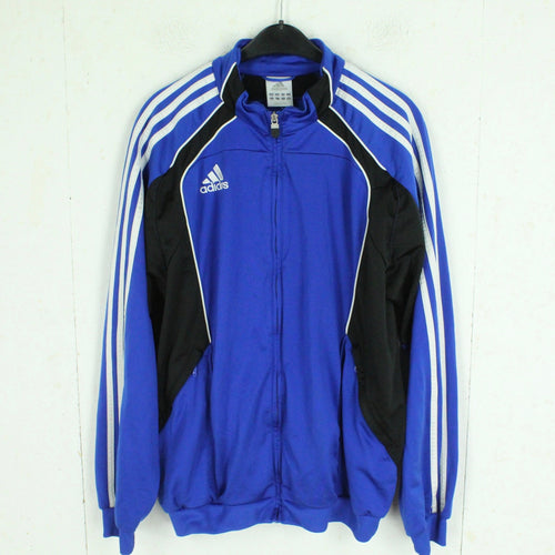 Vintage ADIDAS Trainingsjacke Gr. L blau schwarz Sportswear mit Logo Stitching