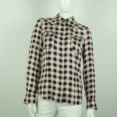 Second Hand BAUM UND PFERDGARTEN Seidenbluse Gr. 36 bordeaux nude kariert  (*)