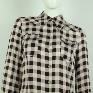 Second Hand BAUM UND PFERDGARTEN Seidenbluse Gr. 36 bordeaux nude kariert  (*)