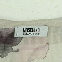 Laden Sie das Bild in den Galerie-Viewer, Second Hand MOSCHINO Seidenbluse Gr. 40 grau mehrfarbig gemustert Seide Bluse (*)