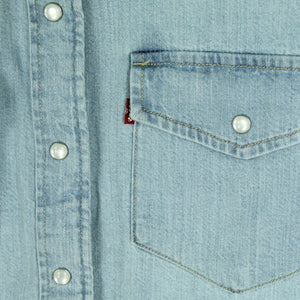 Second Hand LEVI'S Jeanshemd Gr. S blau uni Hemd (*)