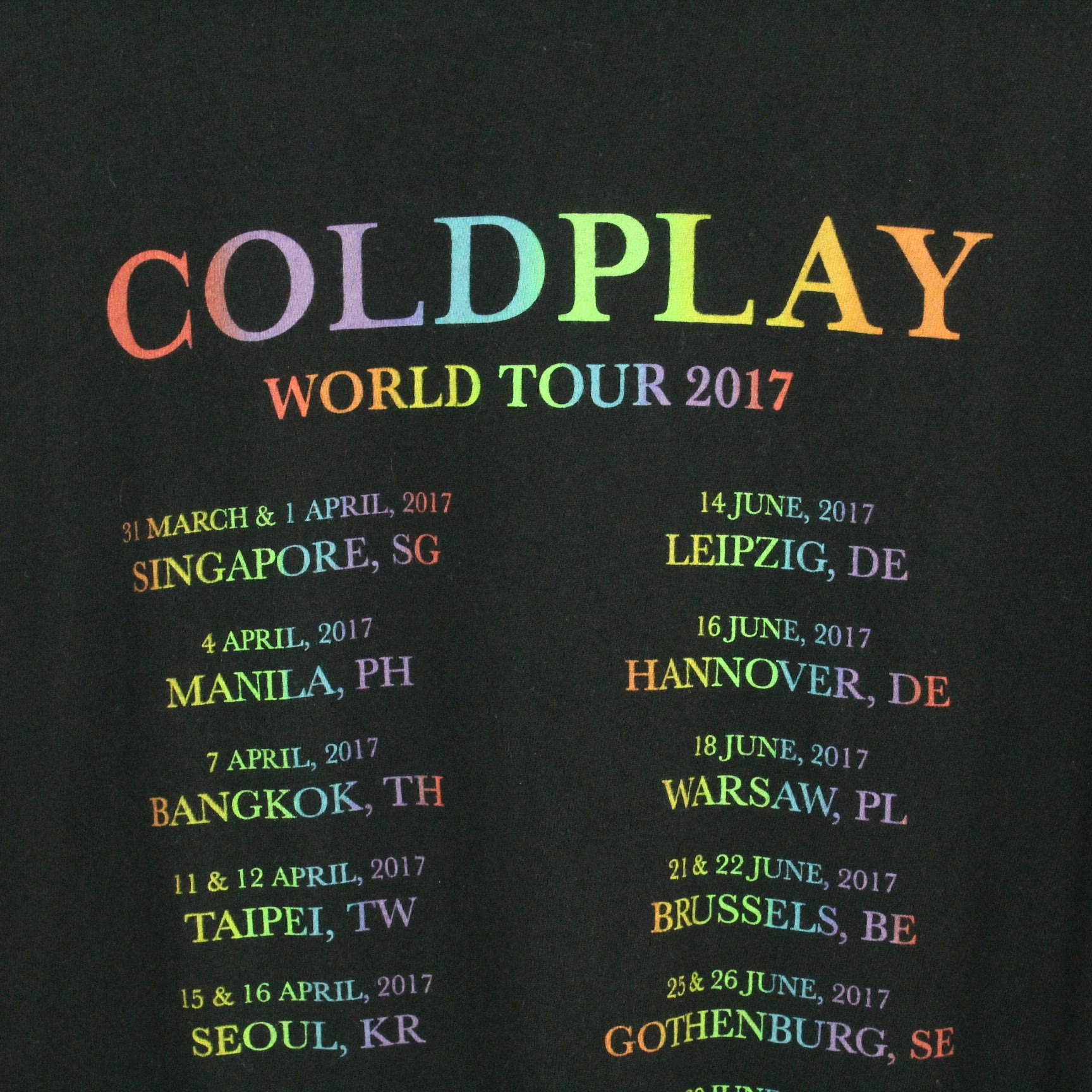 Vintage COLDPLAY T-Shirt / Bandshirt Gr. M schwarz mit Print und Backprint Tour 2017 (*)