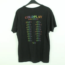 Laden Sie das Bild in den Galerie-Viewer, Vintage COLDPLAY T-Shirt / Bandshirt Gr. M schwarz mit Print und Backprint Tour 2017 (*)