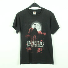Laden Sie das Bild in den Galerie-Viewer, Vintage UNHEILIG T-Shirt / Bandshirt Gr. S schwarz mit Print und Backprint (*)