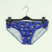 Laden Sie das Bild in den Galerie-Viewer, Vintage Badehose Gr. L blau mehrfarbig gemustert 80s 90s Swimwear
