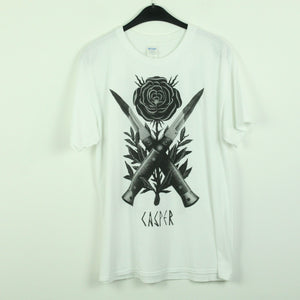 Vintage CASPER T-Shirt / Bandshirt Gr. L weiß mit Print und Backprint LANG LEBE DER TOD (*)