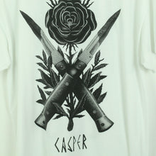 Laden Sie das Bild in den Galerie-Viewer, Vintage CASPER T-Shirt / Bandshirt Gr. L weiß mit Print und Backprint LANG LEBE DER TOD (*)