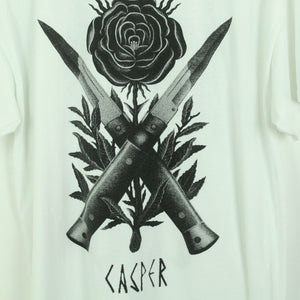 Vintage CASPER T-Shirt / Bandshirt Gr. L weiß mit Print und Backprint LANG LEBE DER TOD (*)