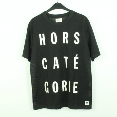 Second Hand WOOD WOOD T-Shirt Gr. M schwarz Netzshirt mit Print (*)