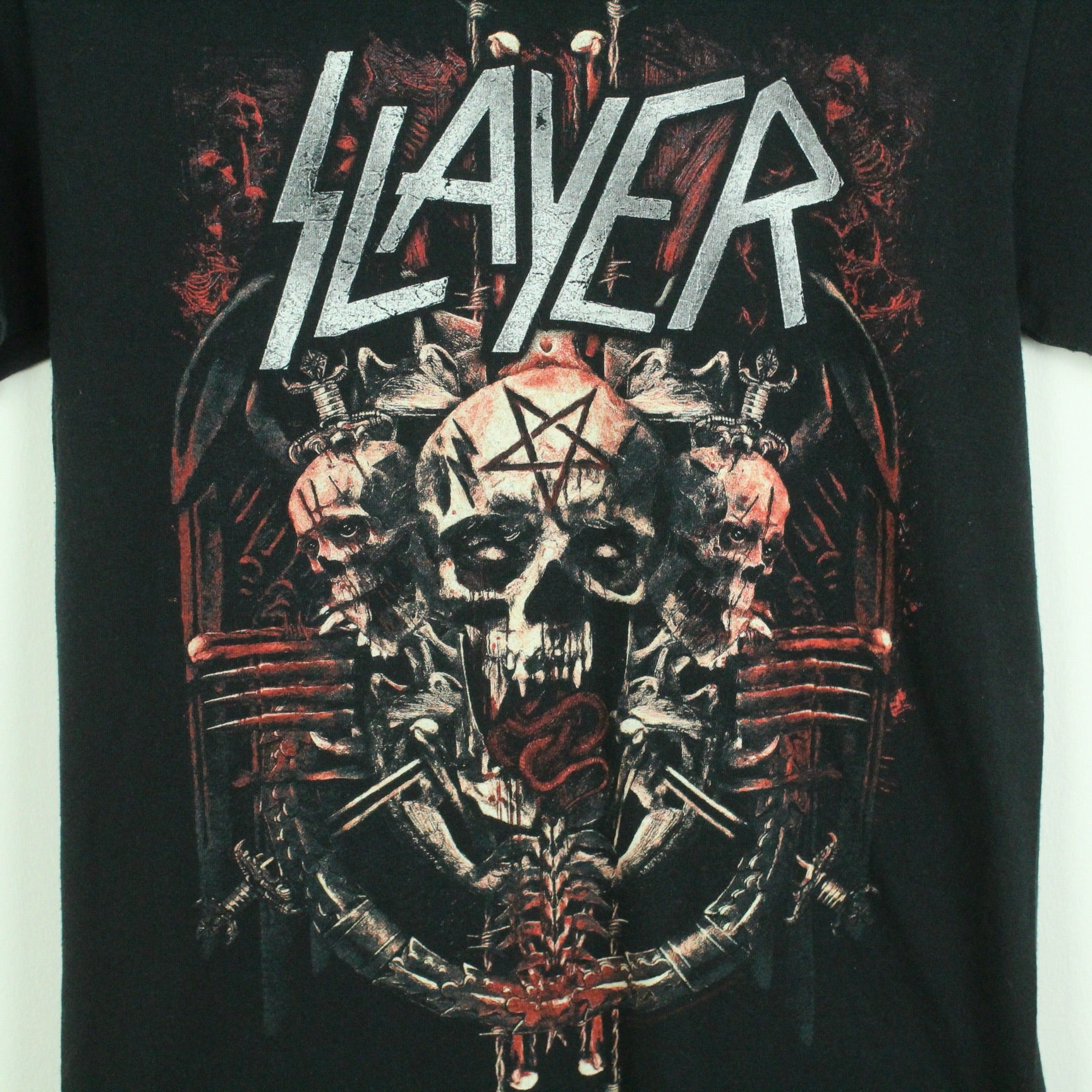 Vintage SLAYER T-Shirt / Bandshirt Gr. S schwarz mit Print und Backprint Tour 2018 (*)