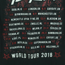 Laden Sie das Bild in den Galerie-Viewer, Vintage SLAYER T-Shirt / Bandshirt Gr. S schwarz mit Print und Backprint Tour 2018 (*)