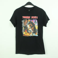 Laden Sie das Bild in den Galerie-Viewer, Vintage TRAVIS SCOTT T-Shirt / Bandshirt Gr. S schwarz mit Print LA FLAME (*)