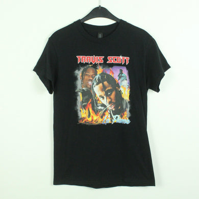 Vintage TRAVIS SCOTT T-Shirt / Bandshirt Gr. S schwarz mit Print LA FLAME (*)