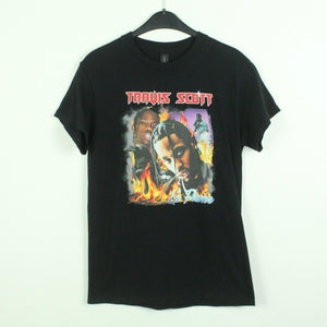 Vintage TRAVIS SCOTT T-Shirt / Bandshirt Gr. S schwarz mit Print LA FLAME (*)