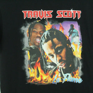 Vintage TRAVIS SCOTT T-Shirt / Bandshirt Gr. S schwarz mit Print LA FLAME (*)