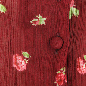 Vintage Top Gr. M rot geblümt Bluse