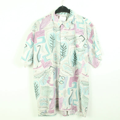 Vintage 90s Crazy Pattern Hemd Gr. L bunt gemustert kurzarm (*)