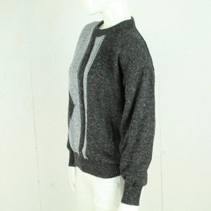 Vintage Pullover mit Wolle Gr. M grau gemustert Strick