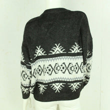 Laden Sie das Bild in den Galerie-Viewer, Vintage Pullover mit Wolle Gr. L grau/weiß gemustert Strick