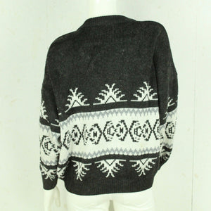 Vintage Pullover mit Wolle Gr. L grau/weiß gemustert Strick