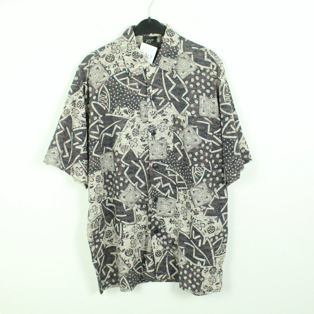 Vintage 90s Crazy Pattern Hemd Gr. L bunt gemustert kurzarm (*)