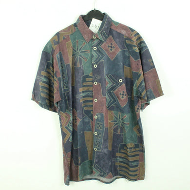 Vintage 90s Crazy Pattern Hemd Gr. XL bunt gemustert kurzarm (*)