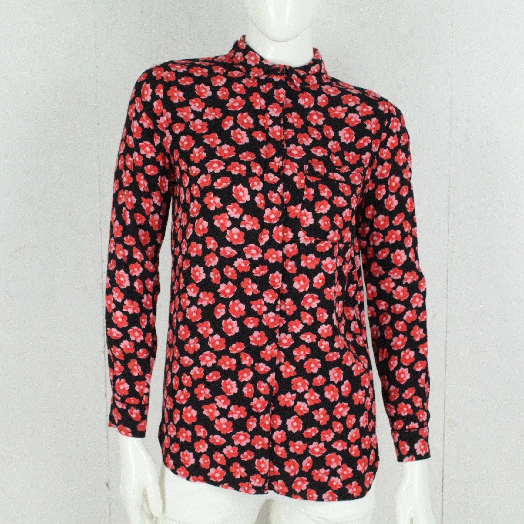 Second Hand GANNI Bluse Gr. 36 schwarz mehrfarbig geblümt (*)