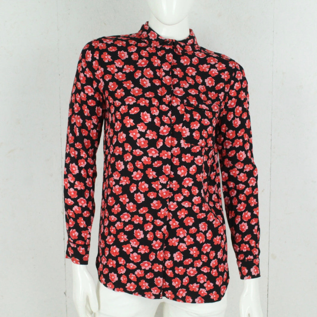 Second Hand GANNI Bluse Gr. 36 schwarz mehrfarbig geblümt (*)