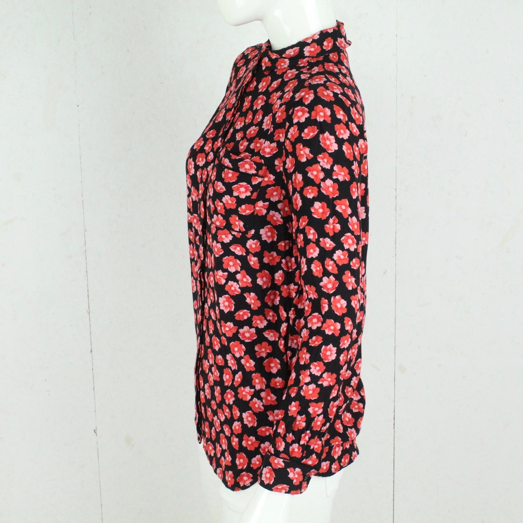 Second Hand GANNI Bluse Gr. 36 schwarz mehrfarbig geblümt (*)