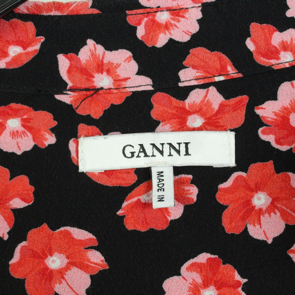 Second Hand GANNI Bluse Gr. 36 schwarz mehrfarbig geblümt (*)