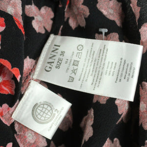 Second Hand GANNI Bluse Gr. 36 schwarz mehrfarbig geblümt (*)
