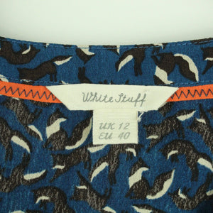 Second Hand WHITE STUFF Bluse Gr. 40 blau mehrfarbig gemustert (*)