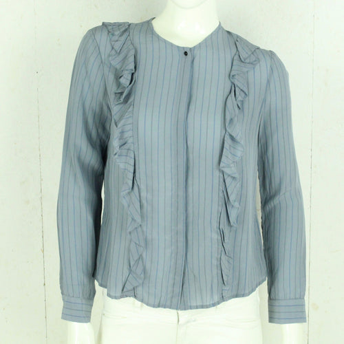 Second Hand CUSTOMMADE Seidenbluse Gr. 38 blau gestreift Seide Bluse (*)