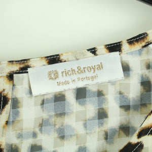 Second Hand RICH & ROYAL Bluse Gr. 36 beige mehrfarbig Animal-Print kariert (*)