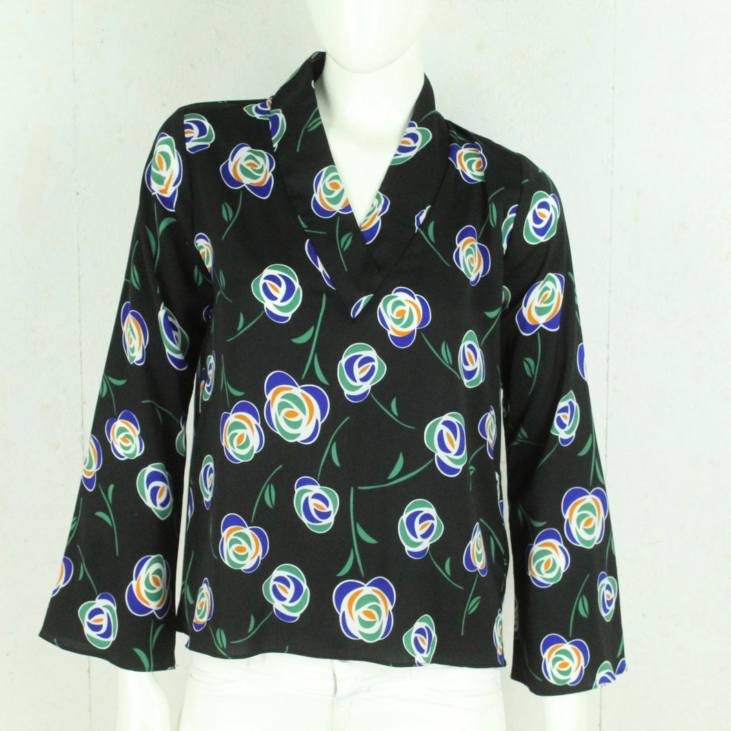Second Hand ANONYME Bluse Gr. S schwarz bunt geblümt (*)