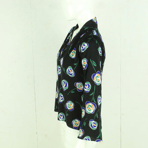 Second Hand ANONYME Bluse Gr. S schwarz bunt geblümt (*)