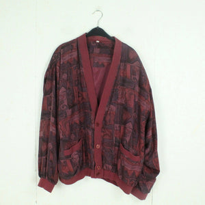 Vintage Seidenblouson Gr. XL rot mehrfarbig gemustert Crazy Pattern Seide Blouson