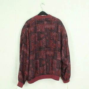 Vintage Seidenblouson Gr. XL rot mehrfarbig gemustert Crazy Pattern Seide Blouson