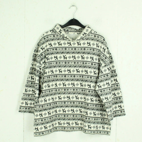 Vintage Aztec Sweater Gr. M/L grau weiß gemustert