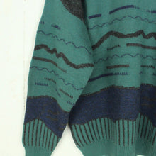 Laden Sie das Bild in den Galerie-Viewer, Vintage Pullover mit Wolle Gr. XL mehrfarbig Crazy Pattern Strick