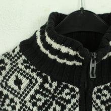 Laden Sie das Bild in den Galerie-Viewer, Vintage Pullover mit Wolle Gr. L schwarz weiß Crazy Pattern Strick