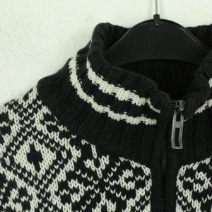 Vintage Pullover mit Wolle Gr. L schwarz weiß Crazy Pattern Strick